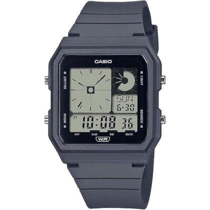 Casio Reloj digital con alarma diaria, retroiluminación LED y banda renovable biológica, diseño unisex en color gris