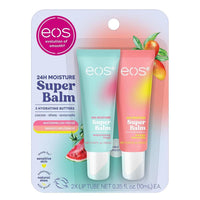 eos 24H Moisture Super Balm de Sandía y Mango para Pieles Sensibles, Mascarilla Labial Día o Noche, Paquete de 2