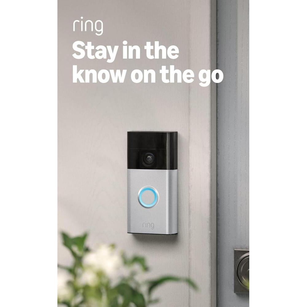 Timbre con cámara inalámbrico Ring con video en vivo, audio bidireccional y detección de movimiento, modelo 2024, Níquel satinado