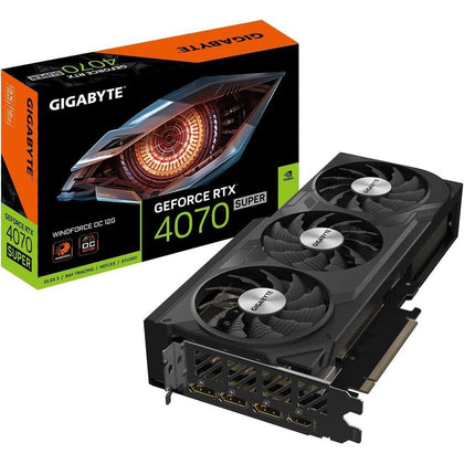 Tarjeta gráfica GIGABYTE GeForce RTX 4070 SUPER WINDFORCE OC 12GB GDDR6X con 3 ventiladores y sistema de refrigeración WINDFORCE