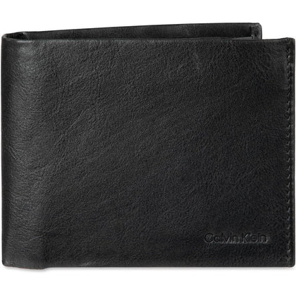 Calvin Klein Billetera plegable de piel RFID para hombre con múltiples ranuras para tarjetas e identificación