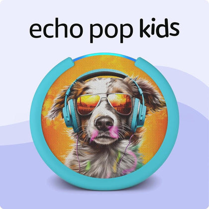Amazon Echo Pop Kids último modelo, diseñado para niños con control parental, incluye 6 meses de Amazon Kids+
