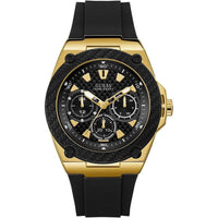 Reloj Guess para hombre de acero inoxidable con movimiento cuarzo japonés y correa de silicona negra resistente