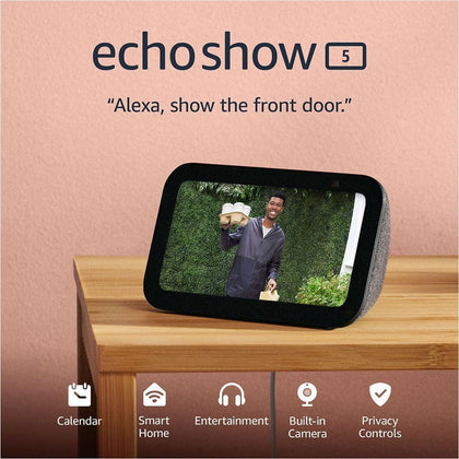Amazon Echo Show 5 - Pantalla inteligente con sonido mejorado y múltiples capas de privacidad. Controla tu hogar y conéctate fácilmente
