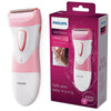 Philips Beauty SatinShave Essential HP6306/50 - Afeitadora eléctrica inalámbrica para piernas en seco y húmedo, rosa y blanco