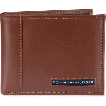 Cartera Tommy Hilfiger de piel auténtica para hombre, con ventana de identificación y múltiples ranuras para tarjetas