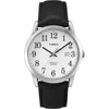 Timex Reloj Easy Reader para hombre en cuero negro, con fecha y luz Indiglo, resistente al agua, con movimiento de cuarzo