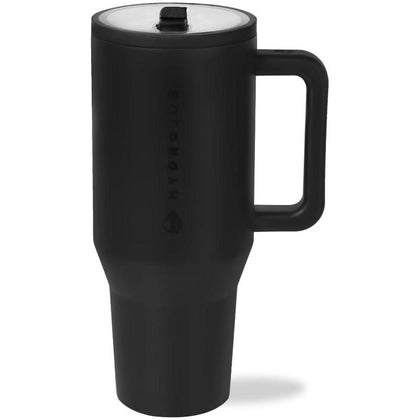 HydroJug Traveler - Vaso moderno con asa y pajilla abatible, resistente a fugas, reutilizable, aislado de acero inoxidable con base de goma