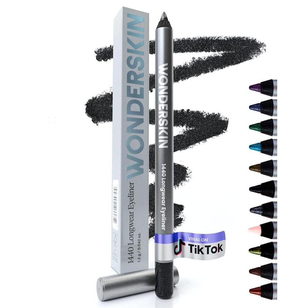 Wonderskin Eyeliner de larga duración, delineador resistente al agua y manchas con efecto glitter. Tecnología TruGlide para aplicación precisa