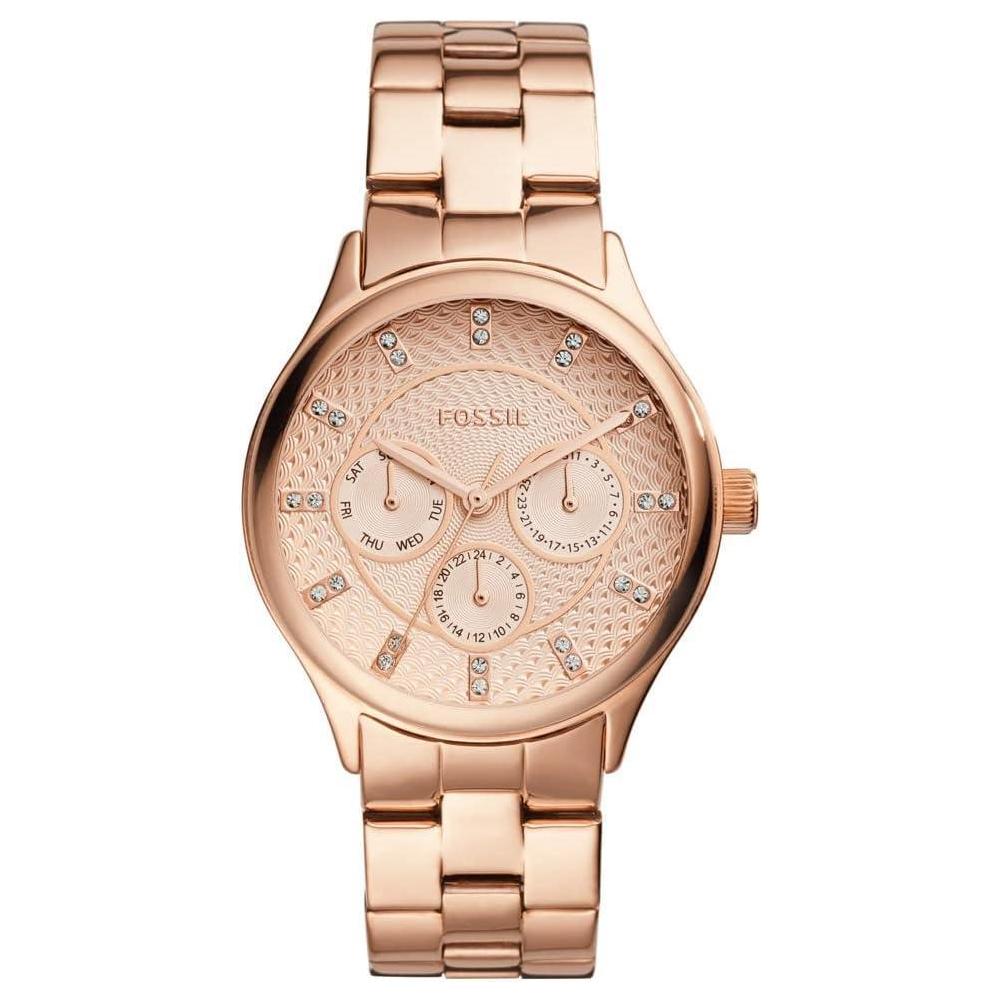 Reloj multifunción de acero inoxidable color oro rosa de Fossil