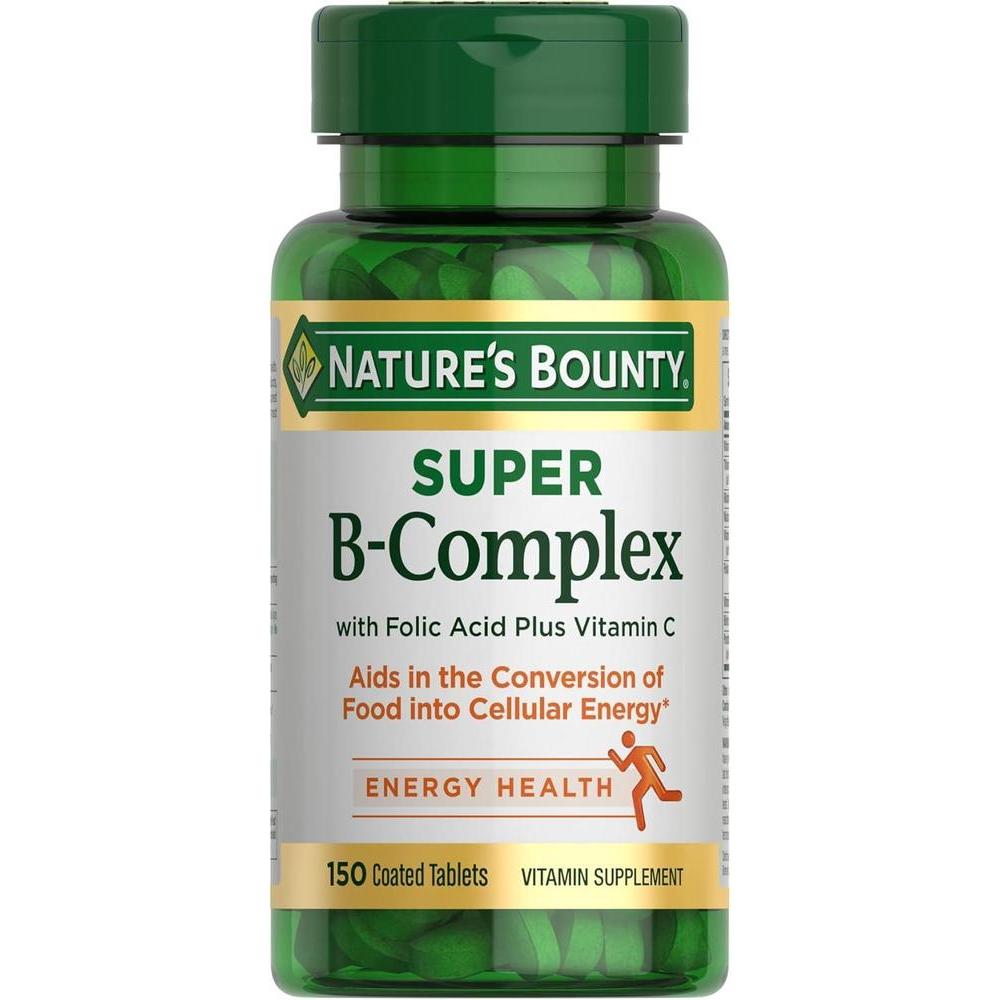 Nature's Bounty Vitaminas del Complejo Súper B con Vitamina C y Ácido Fólico para energía celular e inmunidad