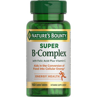 Nature's Bounty Vitaminas del Complejo Súper B con Vitamina C y Ácido Fólico para energía celular e inmunidad