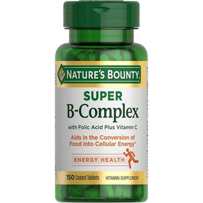 Nature's Bounty Vitaminas del Complejo Súper B con Vitamina C y Ácido Fólico para energía celular e inmunidad
