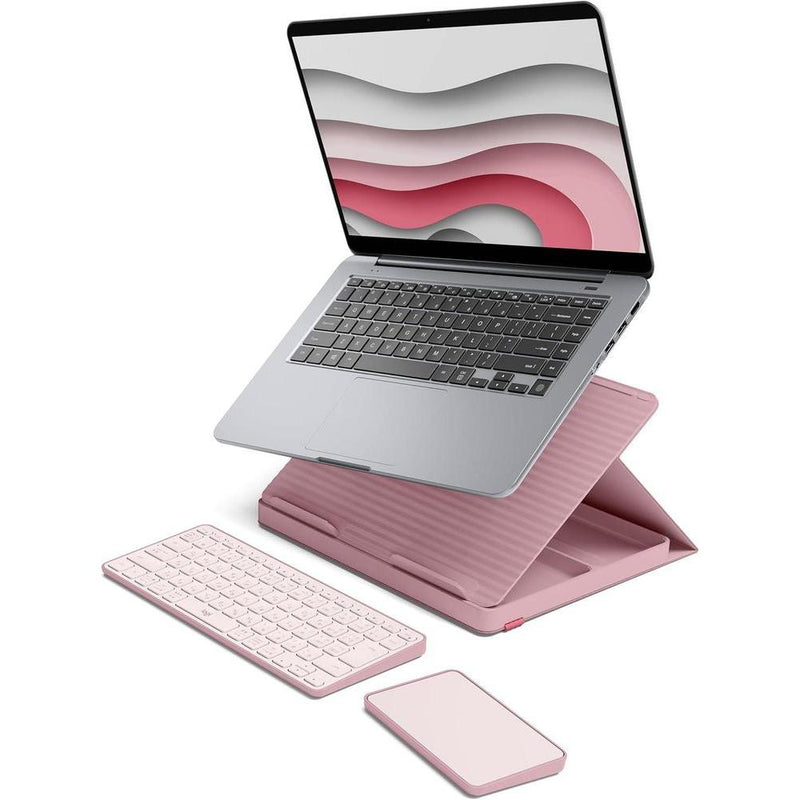 Kit de escritorio Logitech Casa con soporte para laptop, teclado inalámbrico y panel táctil