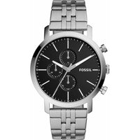 Reloj de cuarzo de acero inoxidable Fossil Luther para hombre con funciones de cronógrafo y resistencia al agua