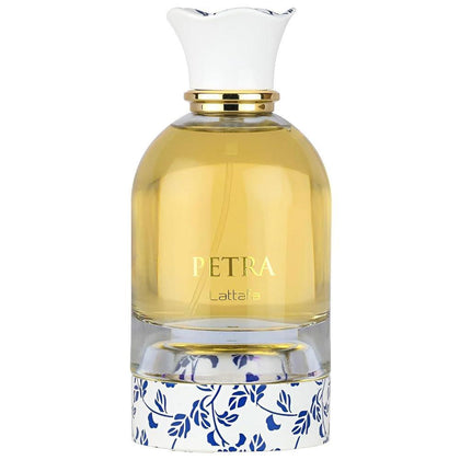 Lattafa Petra - Eau de Parfum afrutado, gourmand y floral con almizcle de larga duración unisex