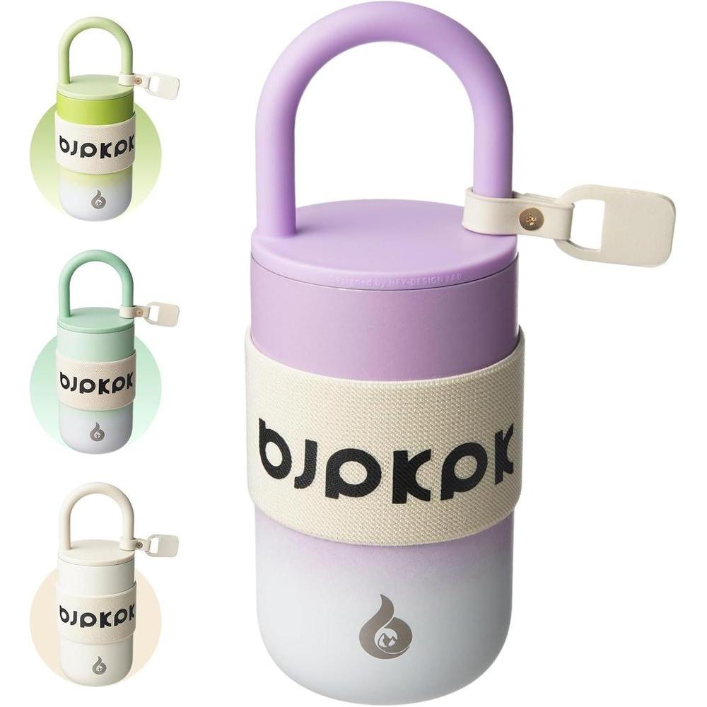 Vaso aislado BJPKPK con tapa y asa, ideal para café y viajes, en color lila