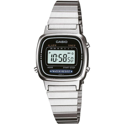 Reloj digital Casio para mujer con pulsera de acero inoxidable, modelo LA670W, estilo moderno y resistente al agua