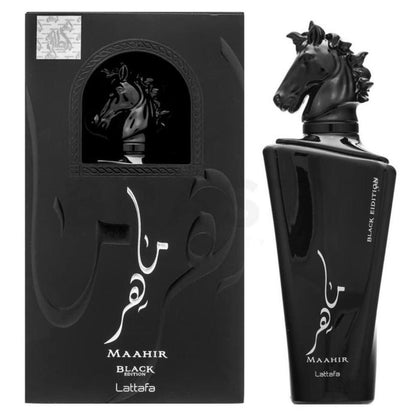 Lattafa Perfumes Maahir Black Edition Eau de Parfum Unisex 100 ml, Ámbar Picante Oriental