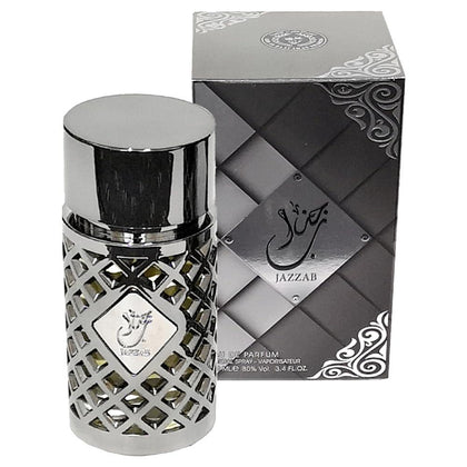 Ard al Zaafaran Jazzab Silver Eau de Parfum Spray para hombre, aromas frescos, cítricos, amaderados y picantes