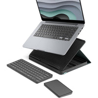 Kit de escritorio Logitech Casa con soporte para laptop, teclado inalámbrico y panel táctil