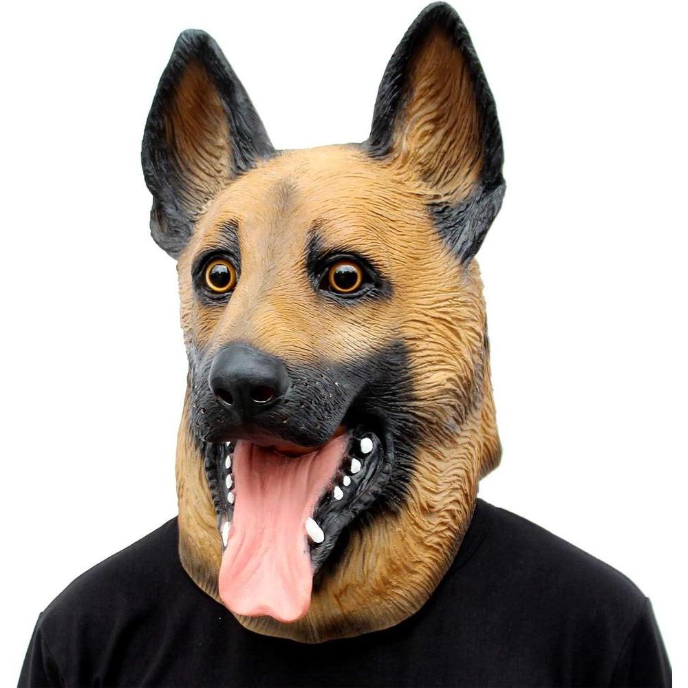 CreepyParty - Máscara de látex para cabeza de perro, ideal para Halloween y eventos festivos