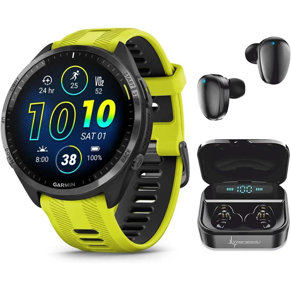 Garmin Forerunner 965 Smartwatch Premium, 1,4 Pulgadas, AMOLED, 32GB, GPS, Gris Carbón Y Amarillo