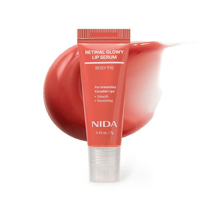 NIDA Retinal Glowy Lip Serum, suero labial hidratante que nutre, da brillo y volumen, ideal para labios suaves y jóvenes