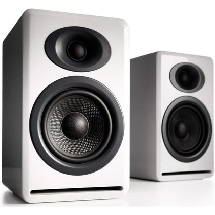 Audioengine P4 Altavoces pasivos de estantería de 2 vías en color blanco para sonido estéreo de alto rendimiento