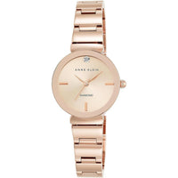 Anne Klein reloj de pulsera para mujer con esfera de diamante genuino, caja de acero inoxidable y pulsera de metal color oro rosa