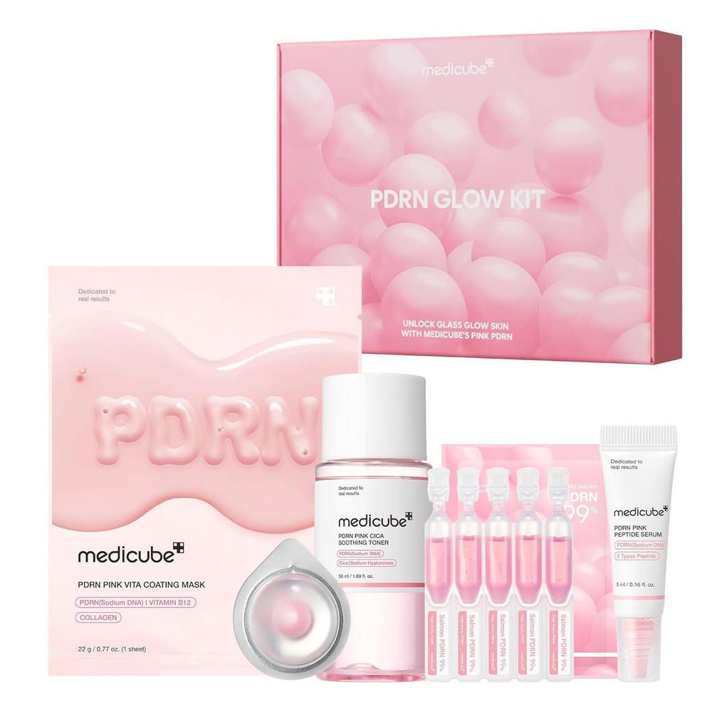 Medicube Kit de ADN de Salmón PDRN: Cuidado de la piel con tónico, suero y mascarilla para hidratar y reafirmar