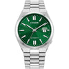 Reloj Deportivo Tsuyosa Automático para Hombre, Caja y Pulsera de Acero Inoxidable, Esfera Verde, Resistente al Agua