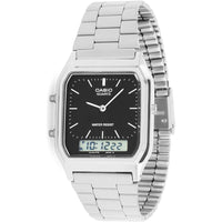 Casio Reloj Unisex AQ-230A de Acero Para Adultos, Pantalla Analógico-Digital, Resistente al Agua, Temporizador