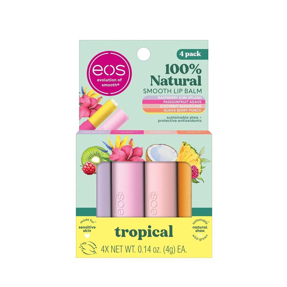 Eos Bálsamos Labiales 100% Naturales - Frambuesa, Maracuyá, Coco, Guayaba