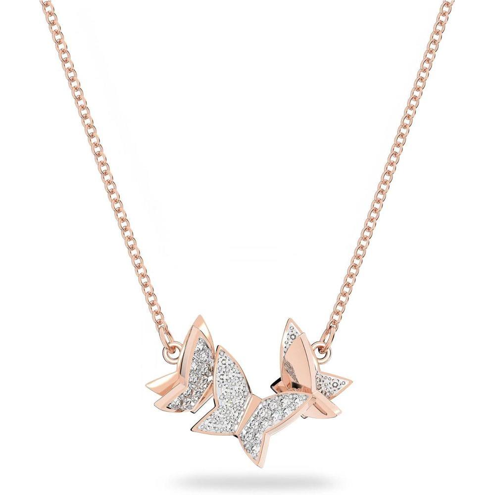 Collar Swarovski Lilia con motivo de mariposa en color blanco y acabado chapado en tono oro rosa