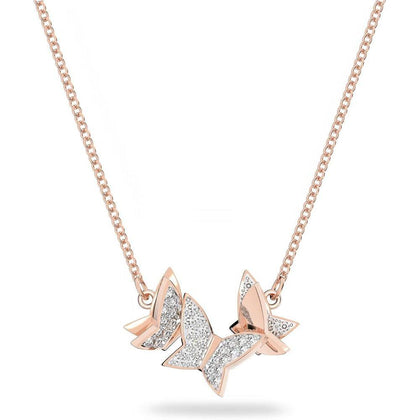 Collar Swarovski Lilia con motivo de mariposa en color blanco y acabado chapado en tono oro rosa