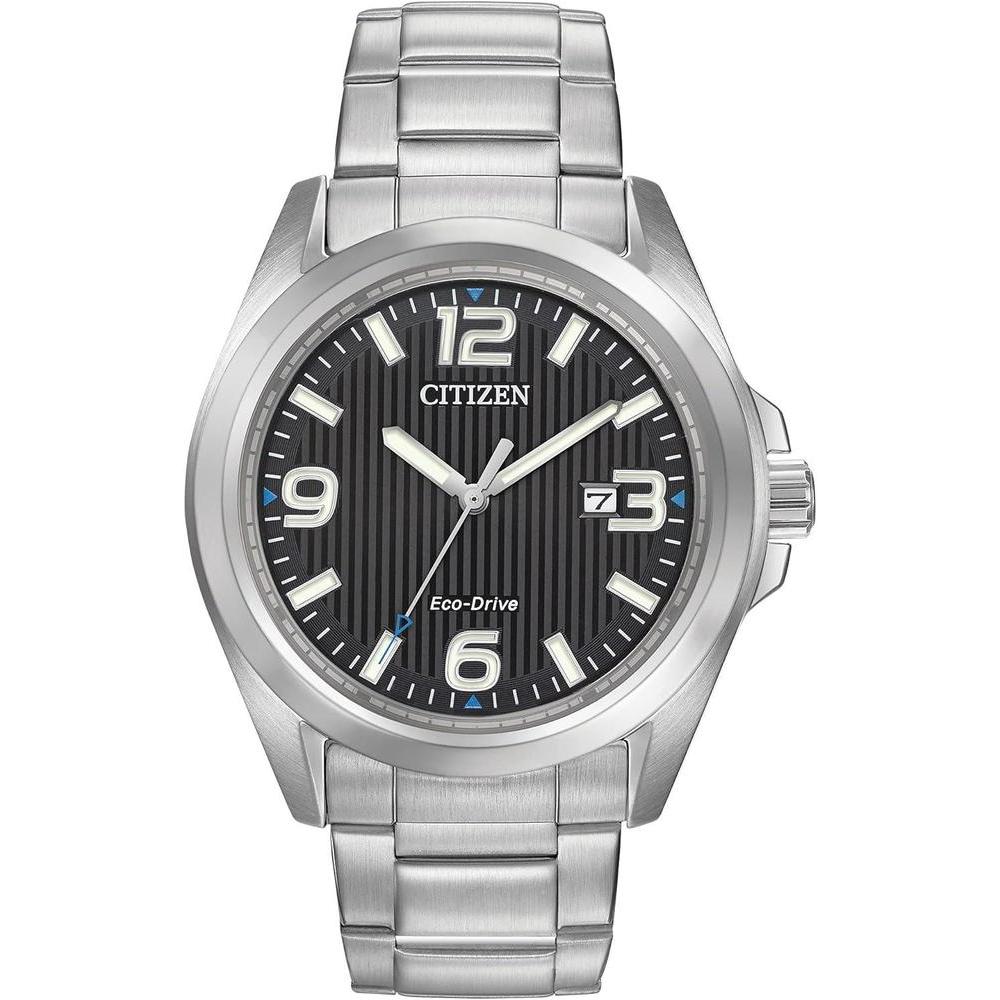 Citizen Reloj Eco-Drive Weekender Garrison Field para hombre en acero inoxidable, esfera negra, modelo AW1430-86E Classic