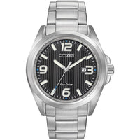 Citizen Reloj Eco-Drive Weekender Garrison Field para hombre en acero inoxidable, esfera negra, modelo AW1430-86E Classic