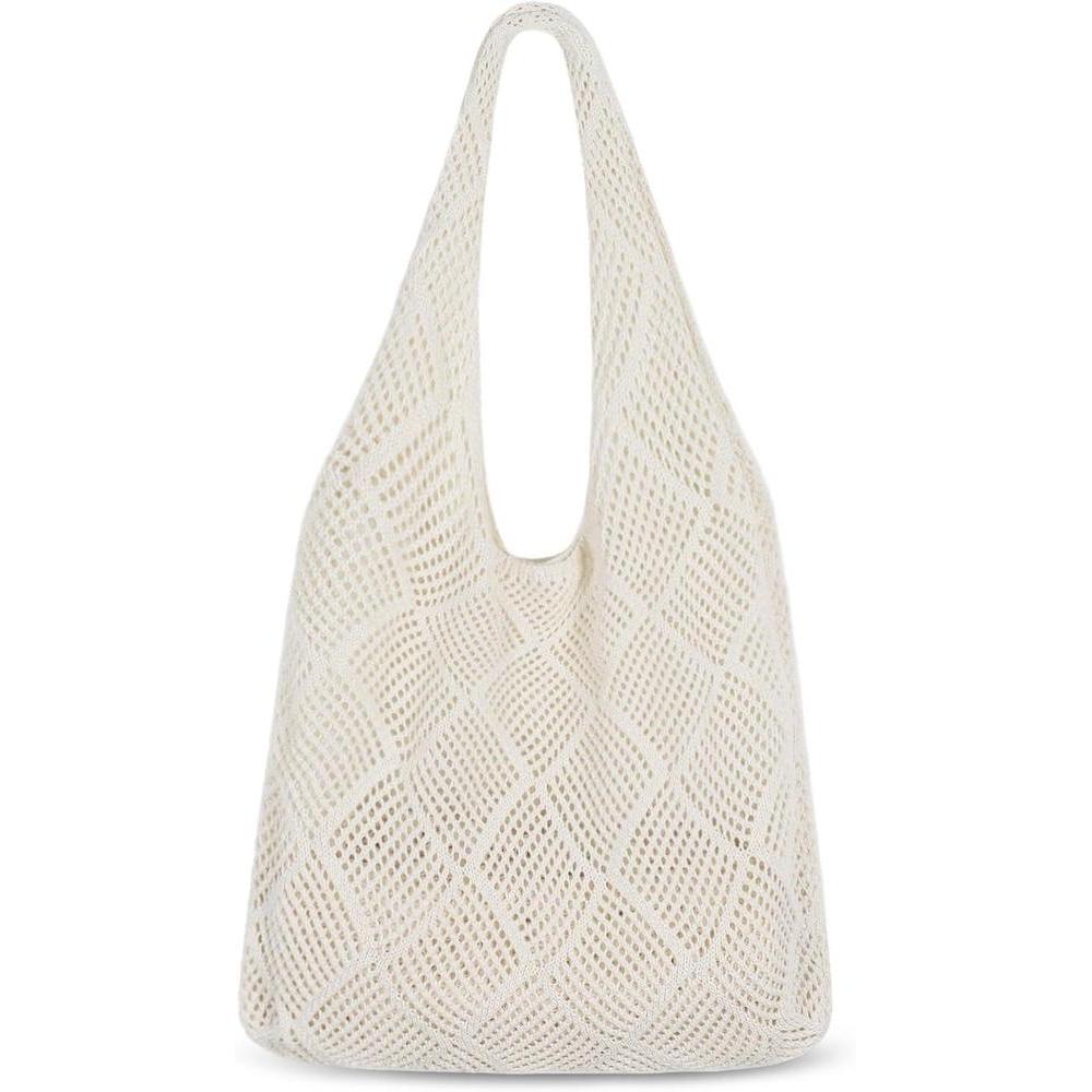 Sightor Bolso Tote Tejido a Crochet, Bolso de Playa de Malla, Bolso Hobo Tejido de Verano, Bolso Tote Boho de Vacaciones para Mujer
