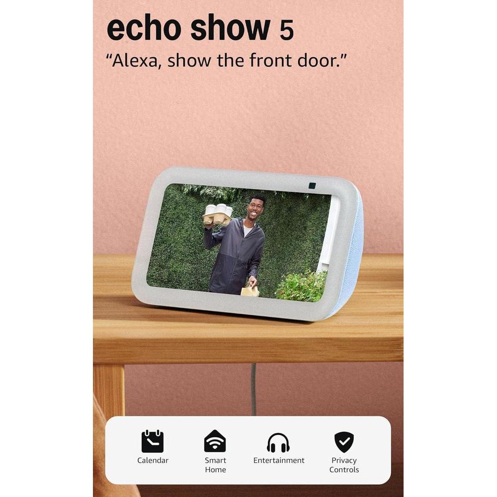 Amazon Echo Show 5 más reciente con pantalla inteligente, bajo mejorado y sonido claro, color azul cielo