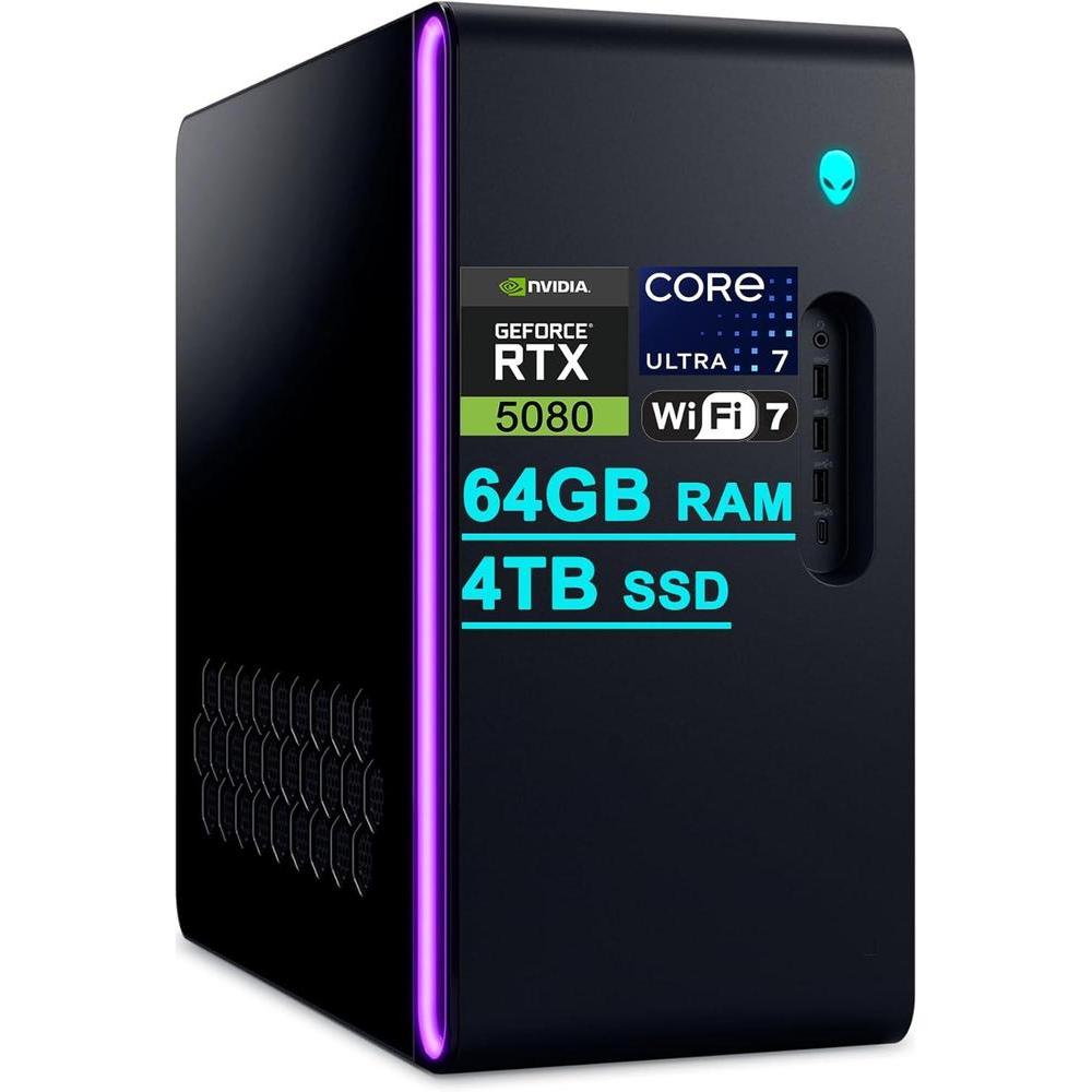Dell Alienware Aurora ACT1250 Gaming Desktop con Intel 20-core, 64GB RAM, 4TB SSD, RTX 5080, Enfriador Líquido y Windows 11