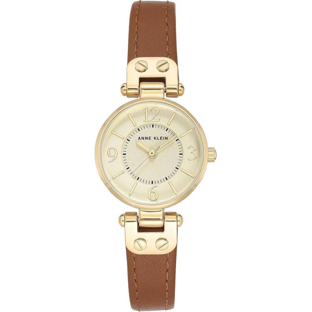 Reloj de pulsera Anne Klein para mujer con correa de cuero marrón, diseño clásico y resistencia al agua