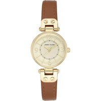 Reloj de pulsera Anne Klein para mujer con correa de cuero marrón, diseño clásico y resistencia al agua