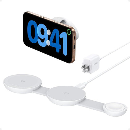 Anker MagSafe MagGo UFO Cargador 3 en 1, estación inalámbrica para iPhone, AirPods y Apple Watch, plegable para viajes