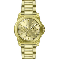 Invicta Speedway Reloj de cuarzo para hombre de acero inoxidable con cierre de botón plegable y esfera dorada