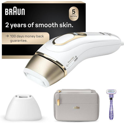 Braun IPL Silk Expert Pro5, dispositivo de depilación láser permanente para mujeres y hombres, con accesorios, maquinilla Venus y estuche