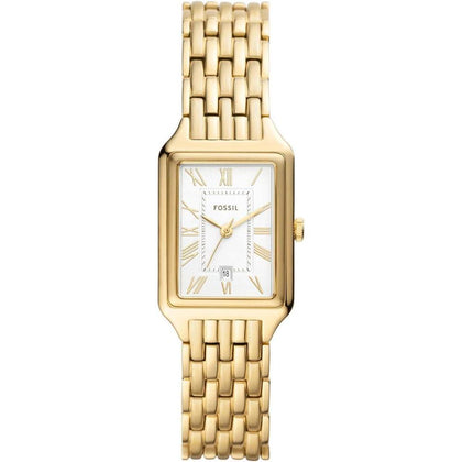 Fossil Raquel Reloj para mujer de cuarzo y acero inoxidable en color dorado con 3 manecillas y calendario
