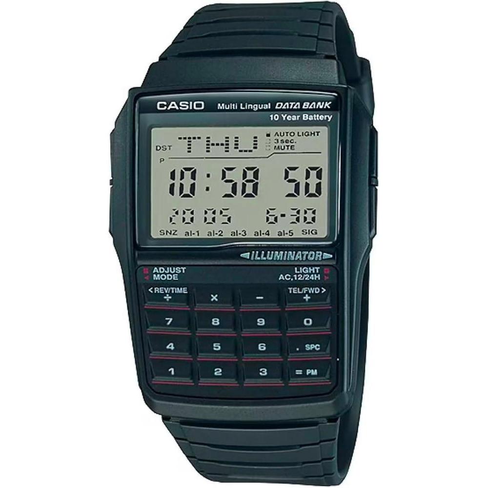 Reloj digital Casio DBC32-1A con calculadora y banco de datos, resistente al agua, batería de larga duración