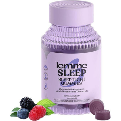 Gomitas para dormir con melatonina, L-teanina, magnesio, manzanilla y lavanda, sin medicamentos ni gluten, sabor bayas