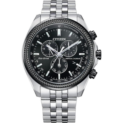 Reloj cronógrafo clásico Eco-Drive de Citizen para hombre en acero inoxidable con calendario perpetuo y taquímetro